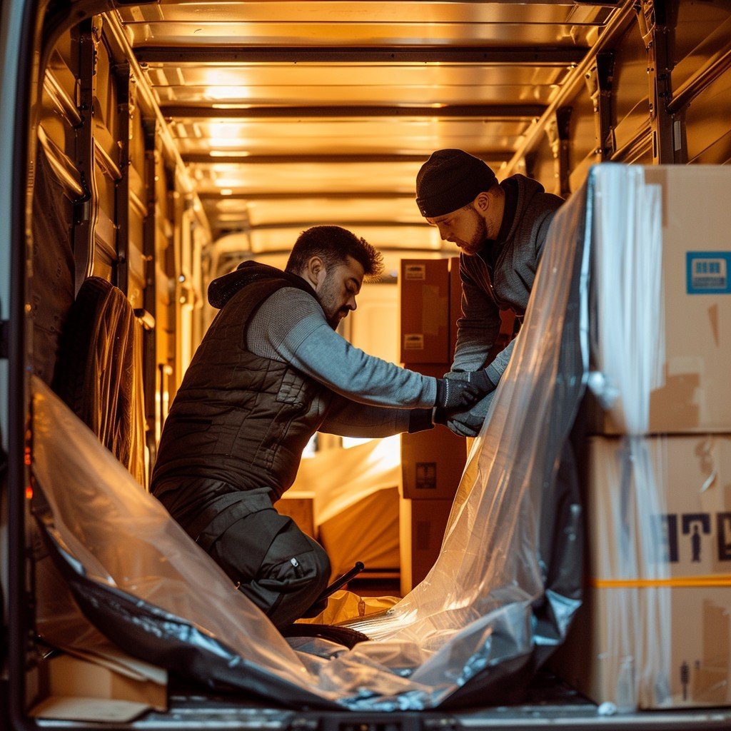 Chargement soigné dans le fourgon