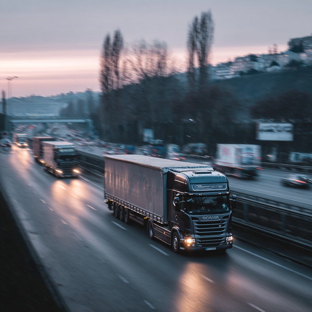 Camion poids lourd sur route
